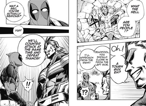Deadpool My Hero Academia All Might Fight Thanos