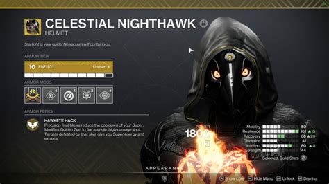 Destiny 2 How To Get Celestial Nighthawk Best Builds Stats