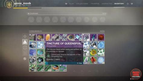 Destiny 2 Get Tincture Queensfoil Purpose Uses