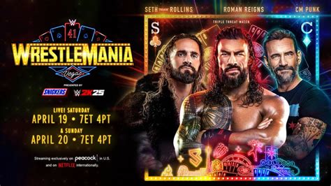 Wwe Cm Punk Wrestlemania 41 Main Event Seth Rolling Roman Reigns