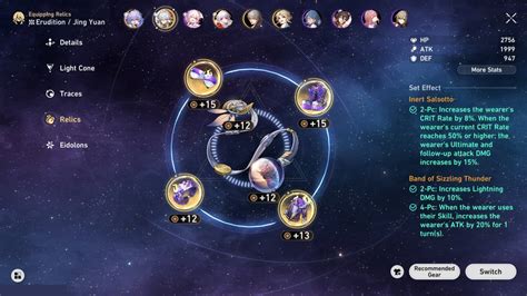 Honkai Star Rail Best Jing Yuan Build Light Relics