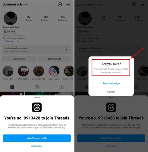 Threads Badge Instagram Hide Unhide How