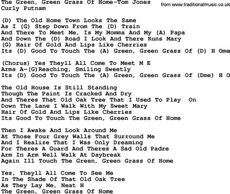 Green Grass Home Song Lyrics Meaning Tom Jones