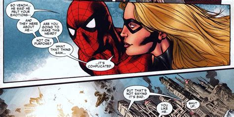 Spiderman Captain Marvel Cosplay Romance Couple Marvel Comics