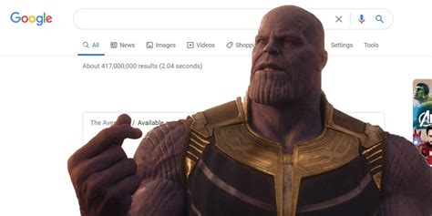Avengers Thanos Snap Google Search Easter Egg