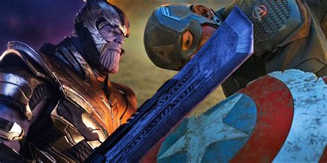 Avengers Endgame Thanos Sword Destroy Captain America Shield