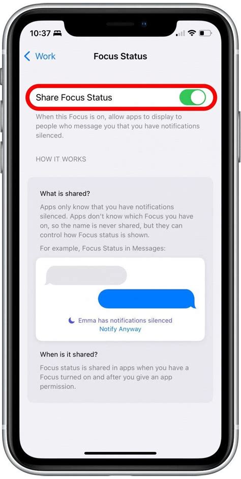 Iphone Share Focus Status How