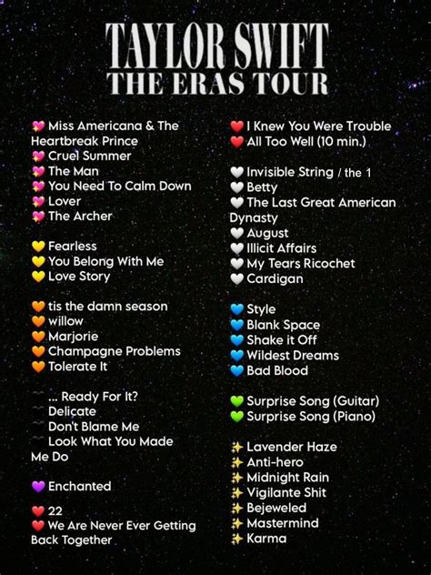 Taylor Swift Eras Tour Songs Not On Setlist List