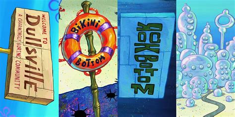 Spongebob Squarepants Map Underwater Towns Locations Bikini Bottom