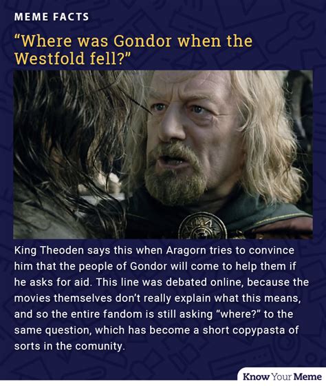 Lord Rings Gondor Westfold Fell Theoden Meme Explained