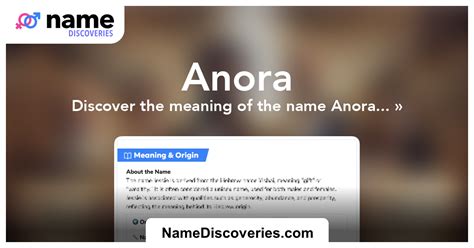 Anora Name Meaning Not Use