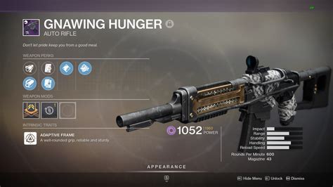 Gnawing Hunger God Roll Destiny 2